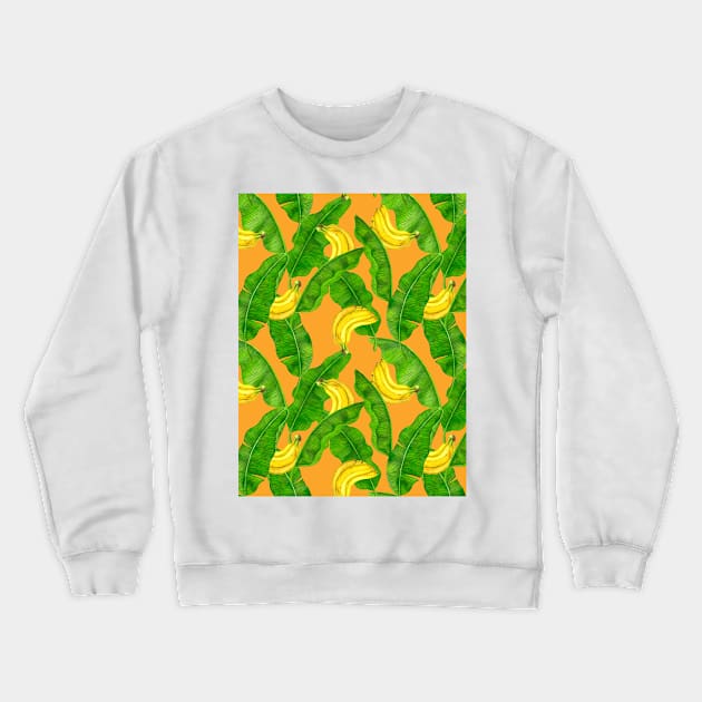 Bananas and leaves watercolor design Crewneck Sweatshirt by katerinamk